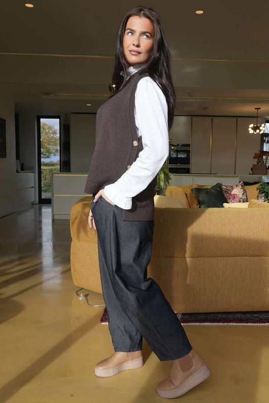 Meridith Button Side Knit Chocolate /32=